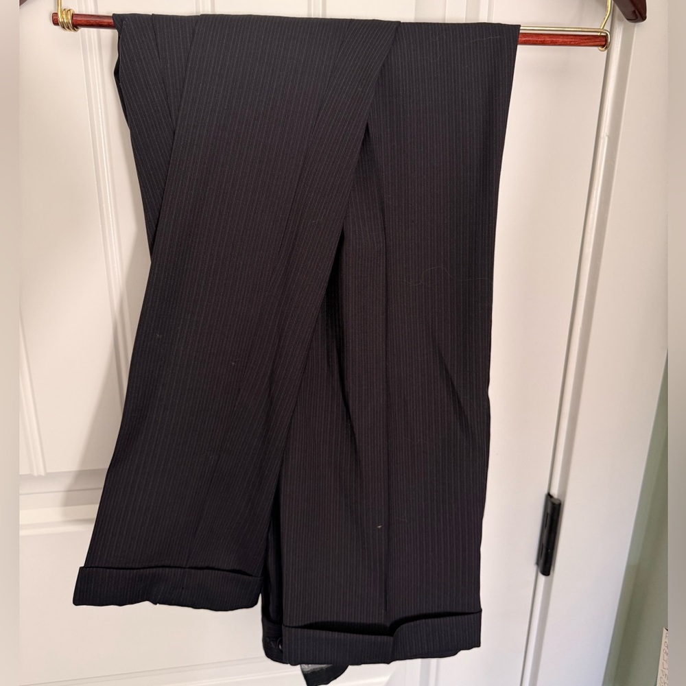 Armani Collezioni Black Pinstripe Dress Pants - 32x30